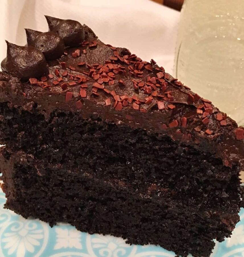 Slice of the Best Dark Chocolate Cake