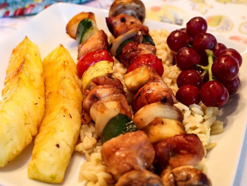 Teriyaki Chicken Kabob's with grilled pineapple