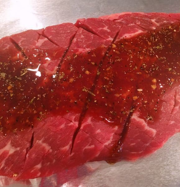 Marinade over flank steak