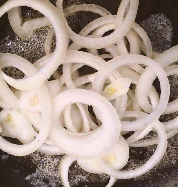 Onions sauteed for caramelized onions