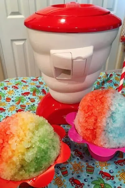 Rainbow Snow Cones with Snow cone machine