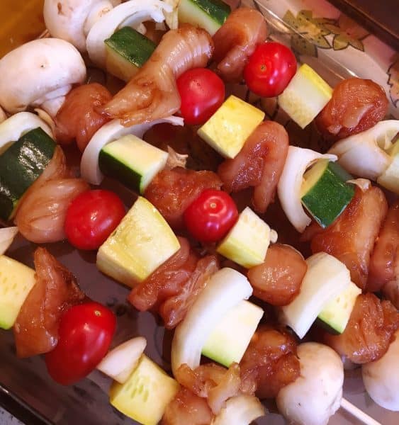 Marinading Chicken Kabobs