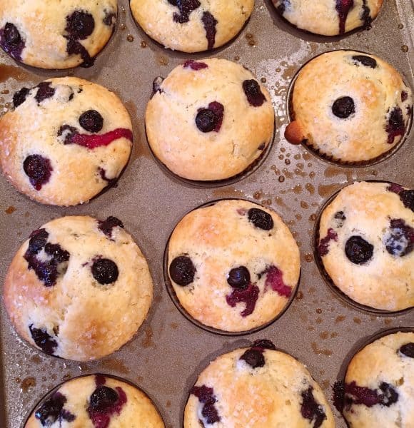 Blueberry Breakfast Muffins fresh out of the oven