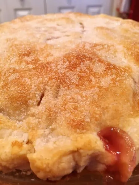 Cherry Pie filling bubbling out of crust