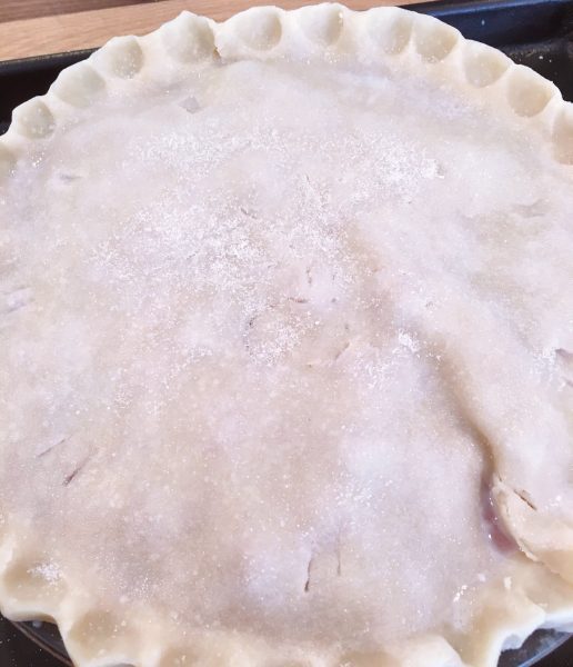Traditional Cherry Pie ready for the oven