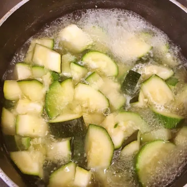 Zucchini Squash boiling in water