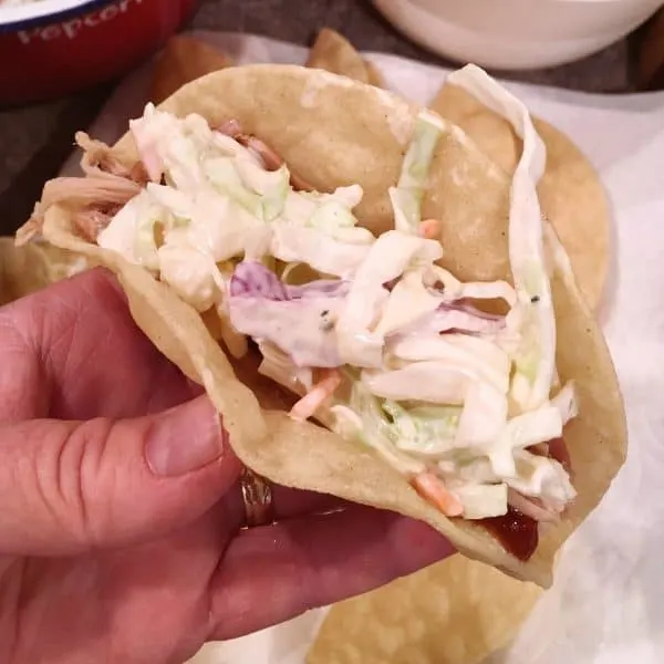 Coleslaw in tacos