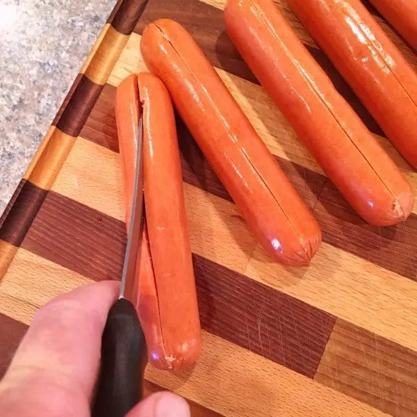 Hot Dogs slit down the center