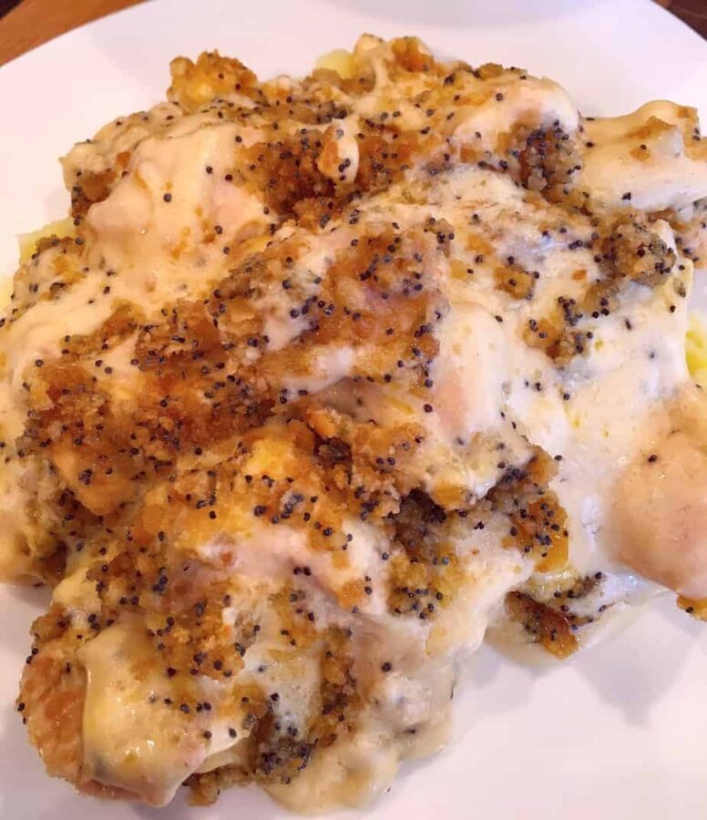 Plate full of Poppy Seed Chicken Skillet Casserole