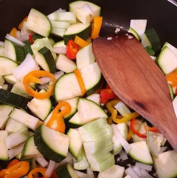 Chopped Vegetables in hot oil for stir fry