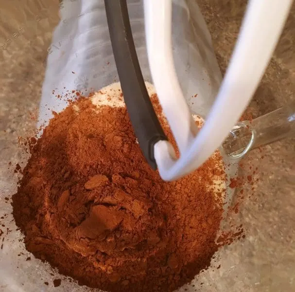 Chocolate added to cream cheese mixture