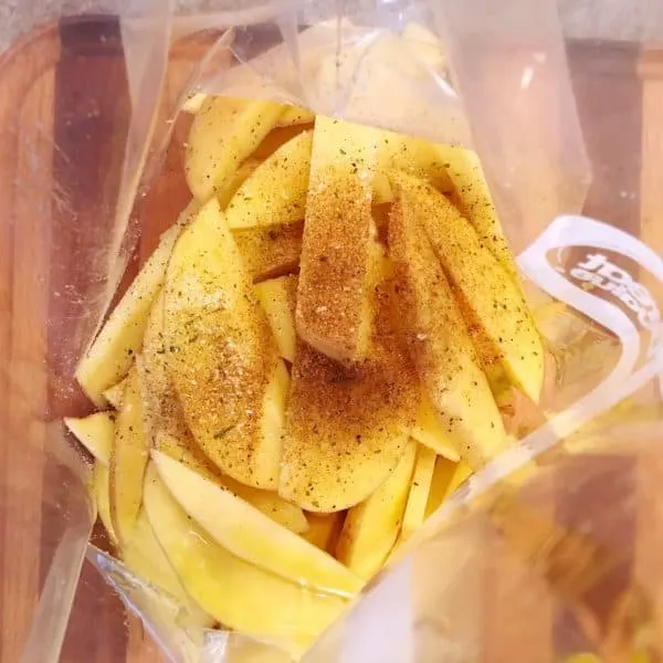 Golden Potatoes in a zip lock bag
