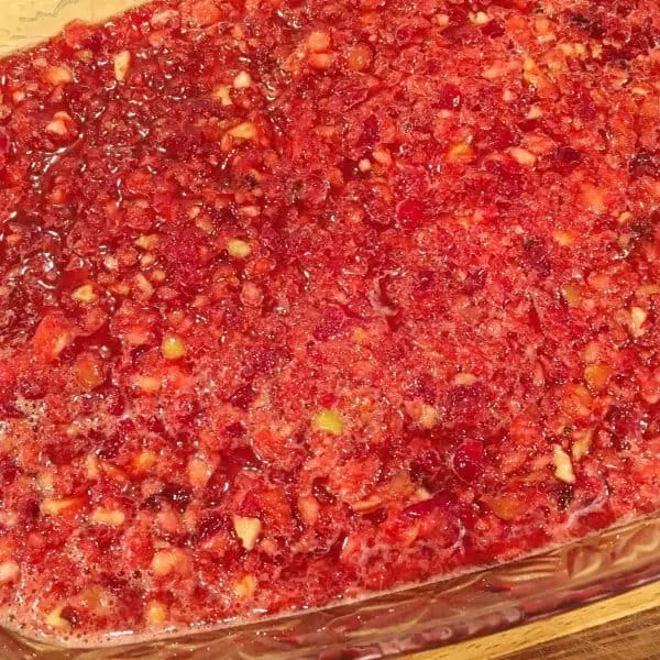 Salad poured into baking dish