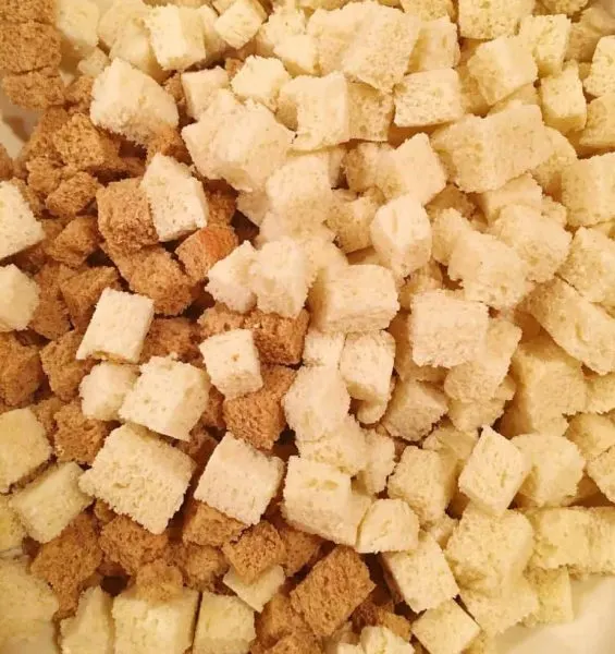 bread cubes in a bowl