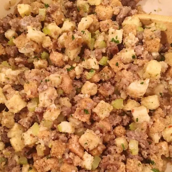 Mixing stuffing ingredients together