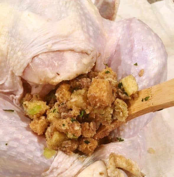 Stuffing Stomach cavity of the Turkey