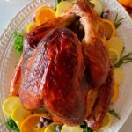 Overhead view of Roasted Turkey.