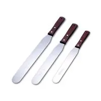 Straight Icing Spatula Stainless Steel Baking Set of 6", 8" & 10" Wooden Handle Cake Decorating Frosting Spatulas