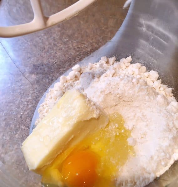 Crust ingredients in mixing bowl