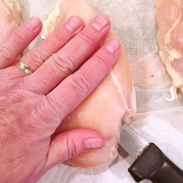 Filleting chicken breasts