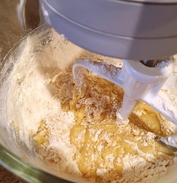 Mixer mixing sugar cookie dough