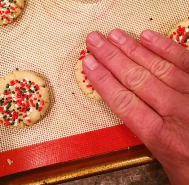 Use hands to press down cookie dough