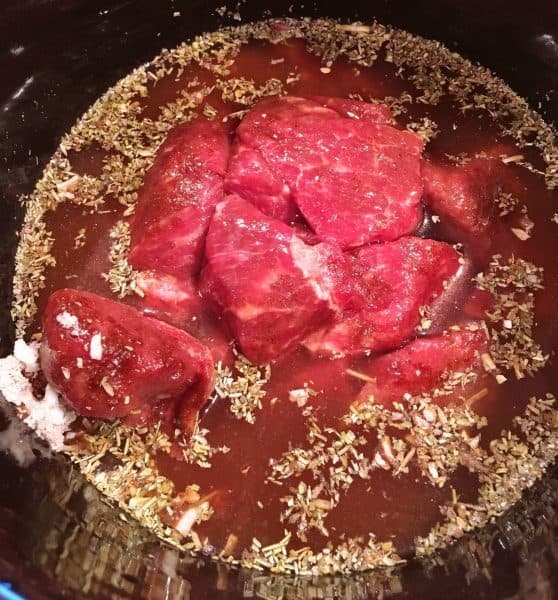 beef in crock pot with beef stock
