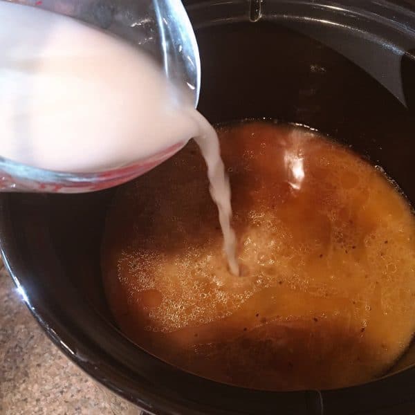 Adding Cornstarch mixture to beef 