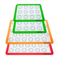 Set of 4 Reusable Silicone Macaron Baking Mats 0.75mm (2 Half Sheet Liners and 2 Quarter Sheets),Non Stick Silicon Liner for Bake Pans & Rolling - Macaron/Pastry/Cookie/Bun/Bread Making