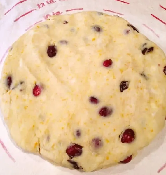 Cranberry Orange Scones in a disc