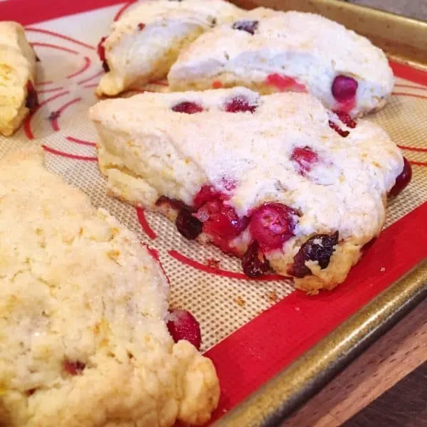 Cranberry Orange Scone coming out of oven