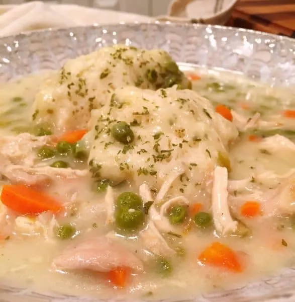 Bowl full of Chicken and dumplings