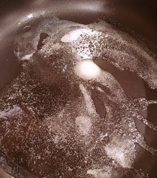 Melted butter in skillet