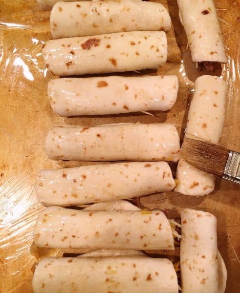 Flautas on baking sheet