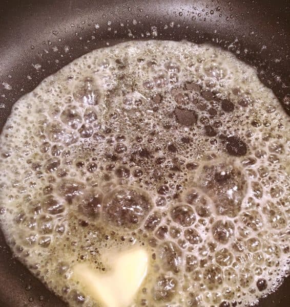 butter melted in pan