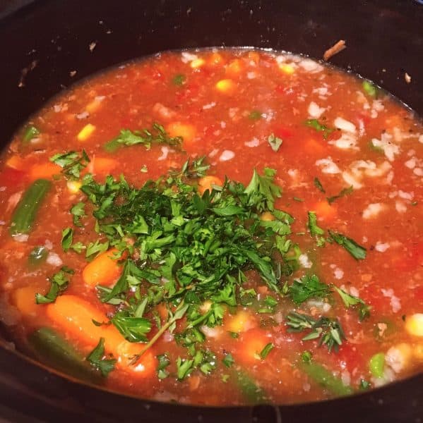 Parsley added to stew