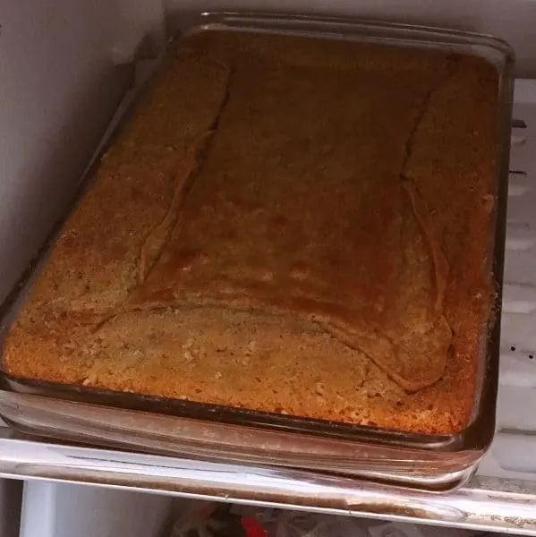 Cake cooking in freezer
