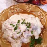 plate full of Creamed Turkey 'n' biscuits