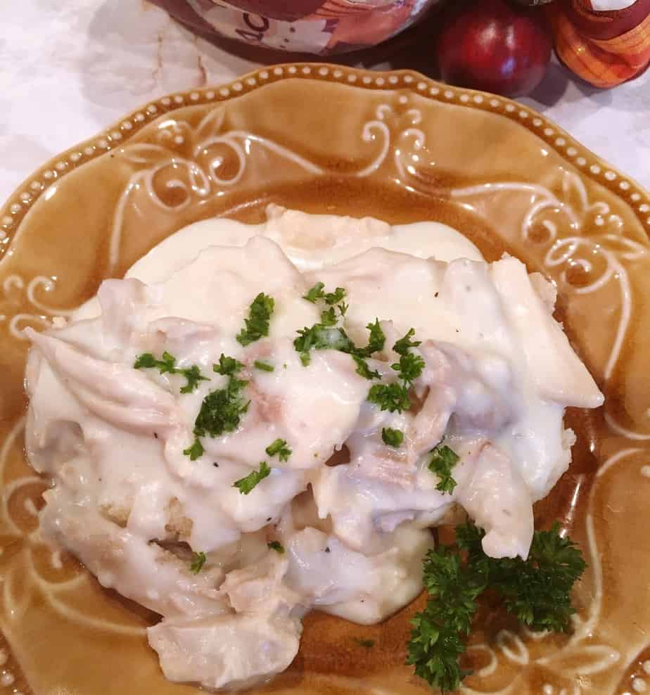 plate full of Creamed Turkey 'n' biscuits