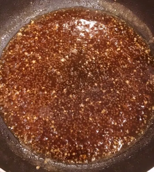 reduced marinade in skillet