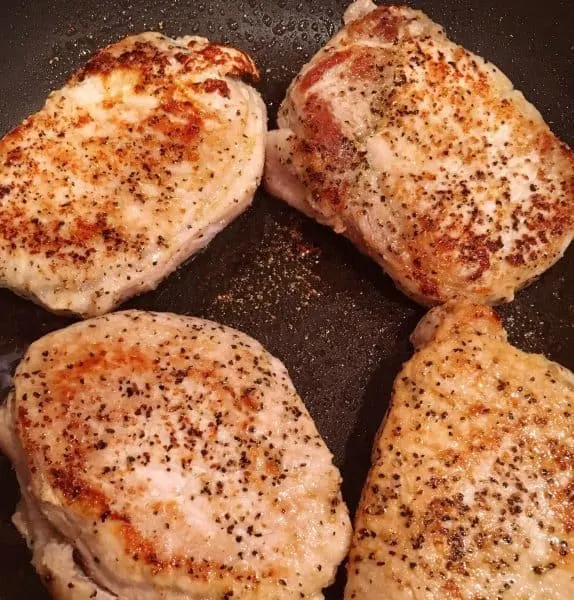 Searing the pork chops