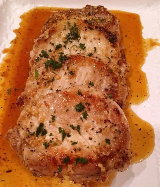 Plated Garlic Honey Pork Chops