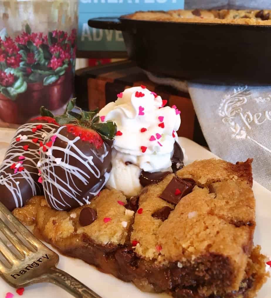 Salted Caramel Skillet Chocolate Chip Cookie