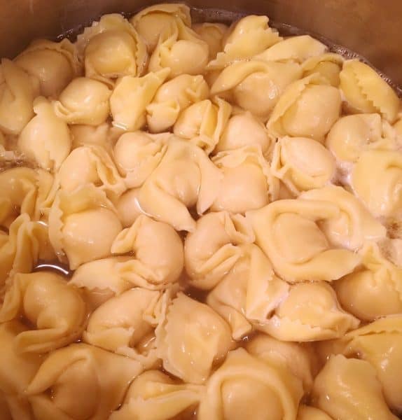 Pan full of tortellini