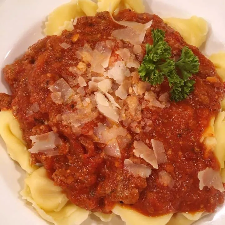 Tortellini with Sun Dried Tomato Meat Sauce