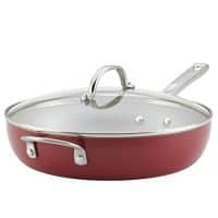 Ayesha Curry Home Collection Porcelain Enamel Nonstick Covered Deep Skillet With Helper Handle, 12-Inch, Sienna Red