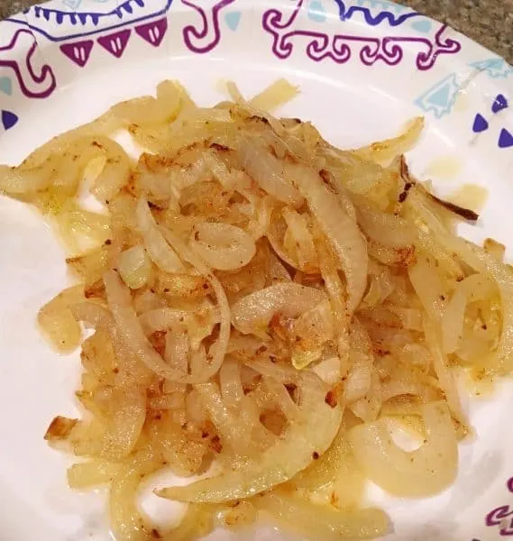 Sauteed Onions on paper palte