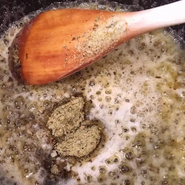 melted butter adding seasonings