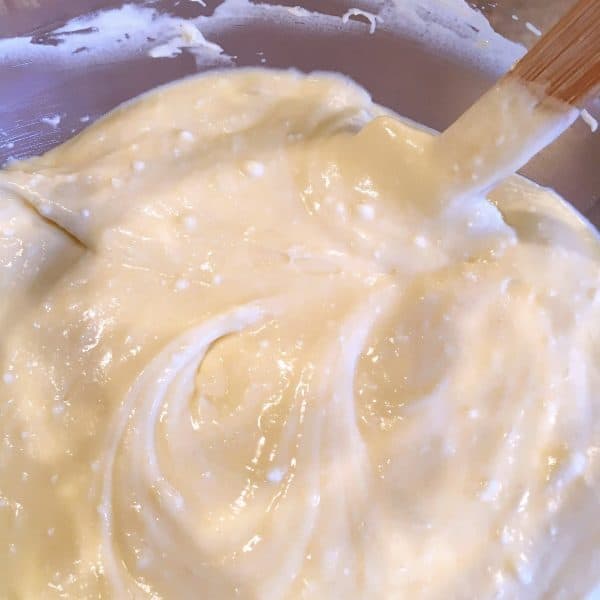 Cake mix in mixing bowl