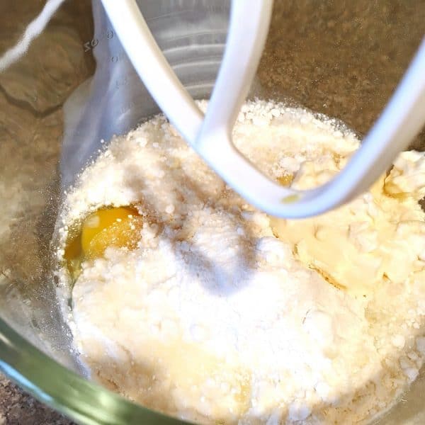 Cake mix in mixing bowl